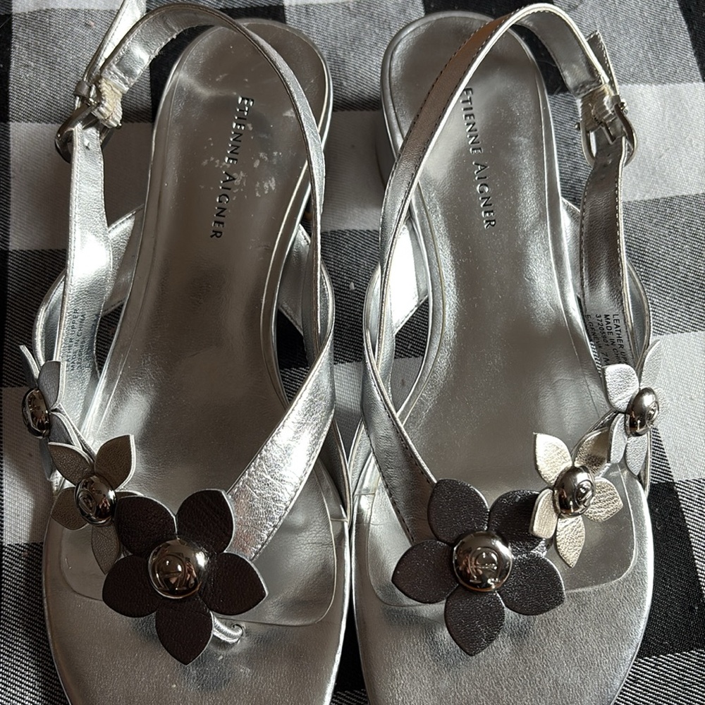 Silver Floral Women's Sandals - Picture 6 of 6